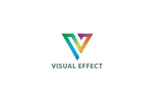 Letter V creative colorful grid system aesthetic technological business logo vector