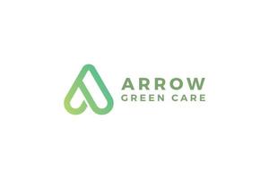 Letter A green color arrow natural minimal business logo vector