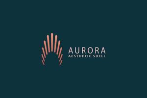 letra a aurora color rojo forma de concha de océano creativo logotipo de empresa tecnológica ornamental vector