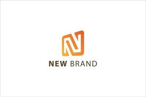 letra n creative 3d color naranja moderno nuevo logotipo comercial de marca vector