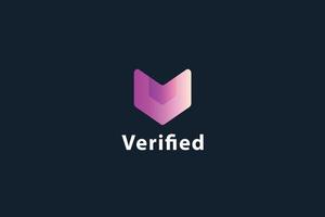 Letter V pink color verified aesthetic business logo vector