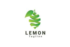 Lemon 3d green ribbon logo vector