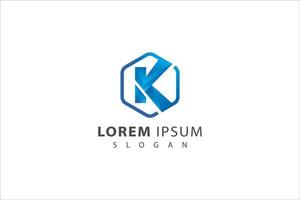 Letter K creative 3d blue color modern technological hexagonal business logo vector