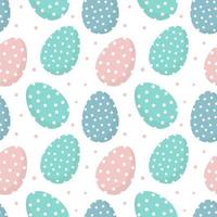 Easter seamless pattern, painted eggs with polka dots in pastel colors on a white background. Festive decor, print, textile, cover vector