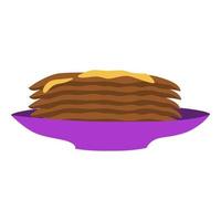 Vector plate with pancakes and butter isolated illustration