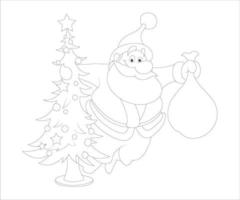 Beautiful coloring pages Santa with ChristmasPrint vector