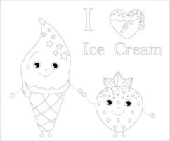 A amazing Funny  ICE cream coloring book page and children's book illustration vector