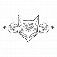 Japanese kitsune mask coloring page, Vector illustration eps.10