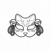 Japanese kitsune mask coloring page, Vector illustration eps.10