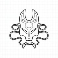 Japanese kitsune mask coloring page, Vector illustration eps.10