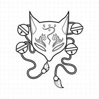 Japanese kitsune mask coloring page, Vector illustration eps.10