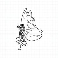 Japanese kitsune mask coloring page, Vector illustration eps.10