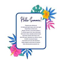 Hello summer frame. Design for letters, invitation, messages, social media, cards vector