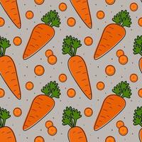 Painted seamless background with carrots, abstract repeating pattern. For paper, cover, fabric, healthy food background, gift wrapping, wall art, interior decor. Illustration of food. vector