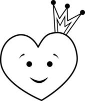 Vector image of a heart with a crown. A romantic love message. A declaration of love. An element of the decor of a wedding celebration.A simple contour vector, website or mobile application. Icon.