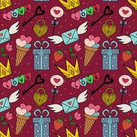 Vector pattern of cute illustrations for Valentine's Day, wedding, for websites and interfaces, mobile applications, postcards, wrapping paper, advertising.Vector pattern