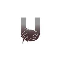 Letter U with panther head icon logo vector