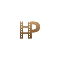 Letter P with film strip icon logo design template vector