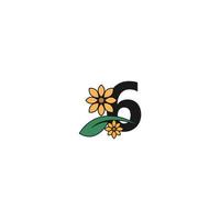 un número con vector de diseño de logotipo de icono de flores