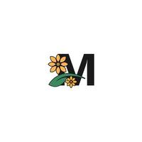una carta con vector de diseño de logotipo de icono de flores