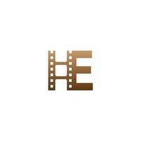 Letter E with film strip icon logo design template vector