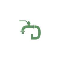 Faucet icon with letter D logo design vector