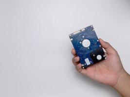 Hands are sending HDD as a process of repairing or upgrading your computer or laptop to SSD to be more efficient to match the era where everything has to be smaller, lighter and faster. photo