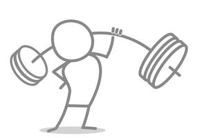 Doodle athlete with barbell. vector