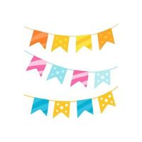 Colorful hanging Bunting flag celebration decorative vector illustration. Perfect for party event banner templates