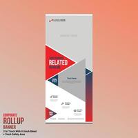 red colored vector roll up banner design