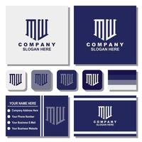 Creative letter M and W monogram logo design with business and envelope template vector