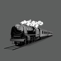 vintage train vector flat design landscape illustration