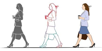 Businesswoman Walking Side View. vector