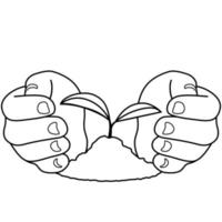 Hand hold a sapling. vector