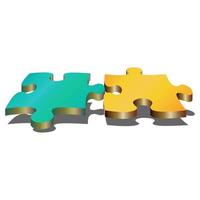 Collaborative development. Metallic puzzle isolated on white backgound with shadow. vector