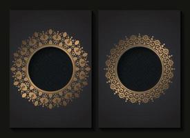 luxury gold circle pattern frame cover template vector