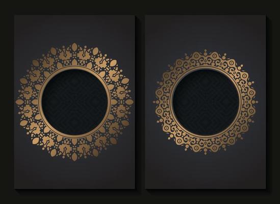 luxury gold circle pattern frame cover template