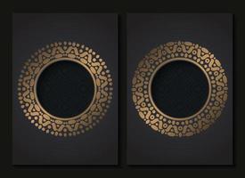 plantilla de cubierta de marco de patrón de círculo de oro de lujo
