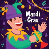 Funny Jester Costume Man In Mardi Gras Party vector