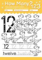 Numbers tracing template with the number twelve vector