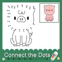 Connect the dots counting numbers 1 to 20 puzzle worksheet with baby animals vector