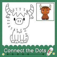 Connect the dots counting numbers 1 to 20 puzzle worksheet with baby animals vector