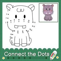 Connect the dots counting numbers 1 to 20 puzzle worksheet with baby animals vector