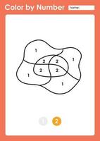 Color by number worksheet for kids learning numbers by coloring egg vector