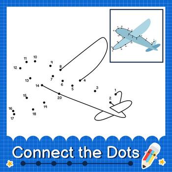 Connect the dots counting numbers 1 to 20 puzzle worksheet vector
