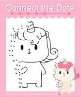 Connect the dots counting numbers 1 to 20 puzzle worksheet with cute Animals vector