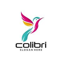 resumen colorido colibrí colibri pájaro logo línea contorno monoline vector icono ilustración