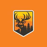 Vintage deer hunter logo design template vector