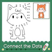 Connect the dots counting numbers 1 to 20 puzzle worksheet with baby animals vector