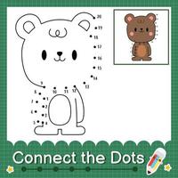 Connect the dots counting numbers 1 to 20 puzzle worksheet with baby animals vector